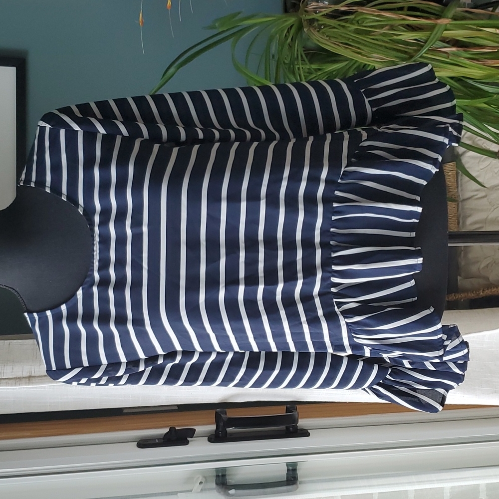 A.N.A. Striped Navy & White Blouse- Small